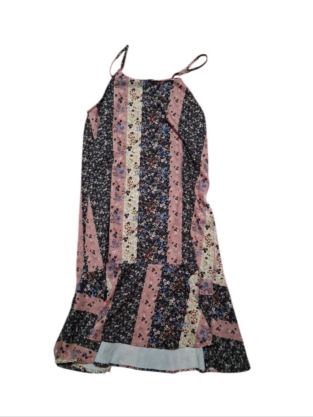 Umgee Pink and Black Floral Patchwork Sundress